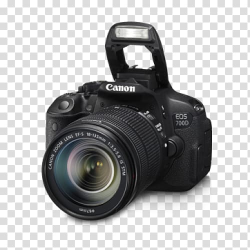 Canon EOS 700D Canon EF-S 18–55mm lens Canon EOS 1300D Canon EOS 5D Mark IV Canon EF-S 18–135mm lens, Camera transparent background PNG clipart
