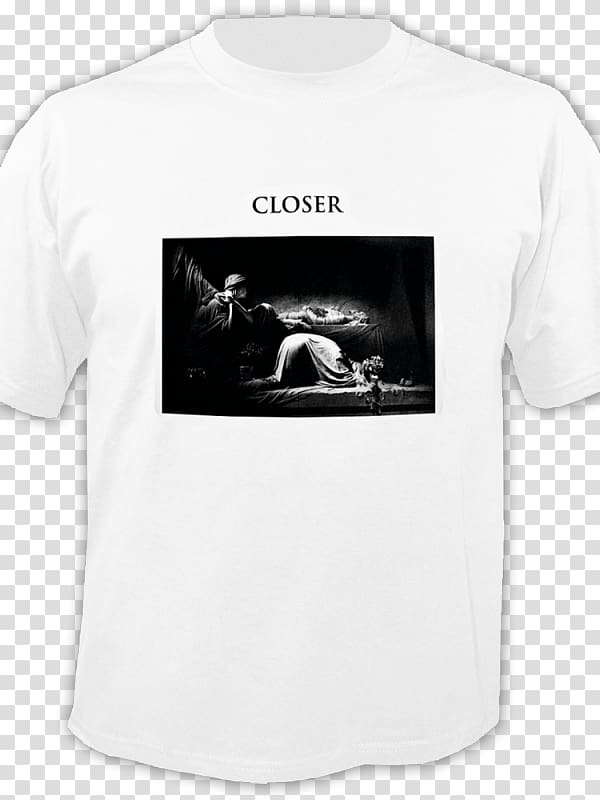 T-shirt Closer Joy Division White Logo, T-shirt transparent background PNG clipart