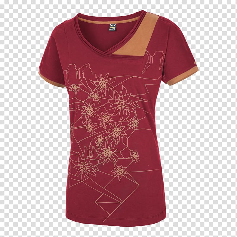 T-shirt Salewa Lavaredo Co 42/36 Sleeve Maroon Neck, T-shirt transparent background PNG clipart