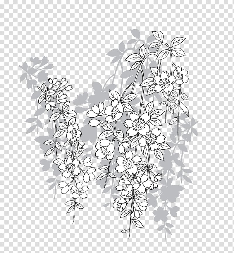 Cherry blossom, Gray Japanese cherry element transparent background PNG clipart