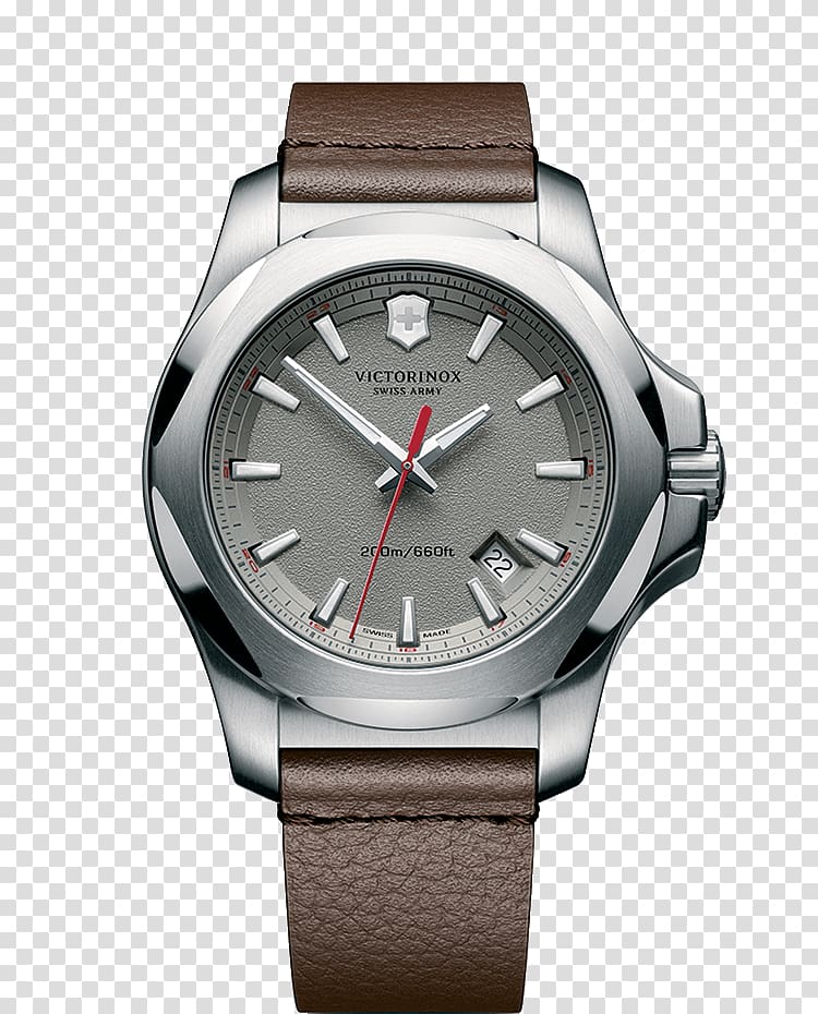 Victorinox Stainless steel Swiss made Quartz clock, watch transparent background PNG clipart