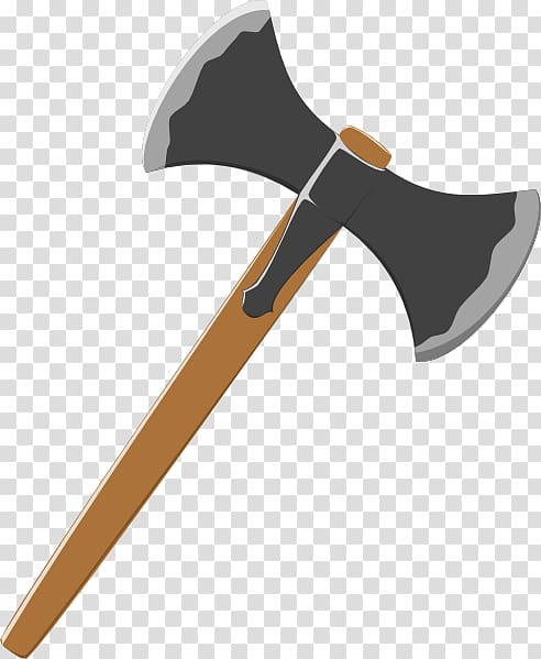 brown and black double blade axe illustration, Battle axe Hatchet , Viking Axe transparent background PNG clipart