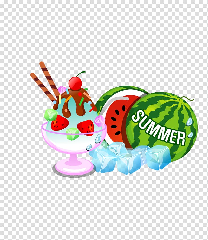 Ice cream Orange juice Fruit Strawberry juice Watermelon, Summer hot weather food transparent background PNG clipart