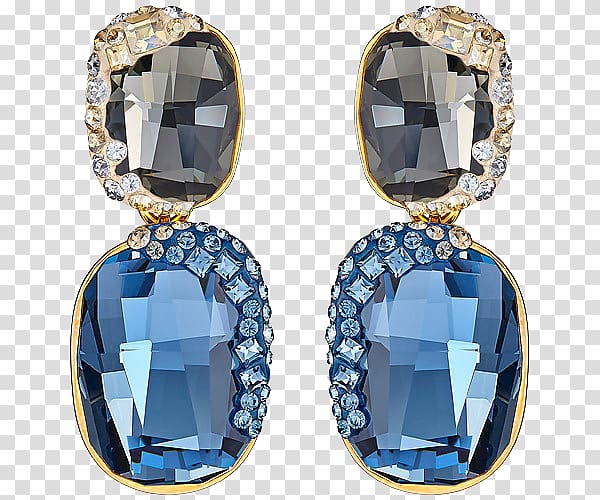 Earring Swarovski AG Jewellery Gemstone, Swarovski jewelry earrings blue gem transparent background PNG clipart