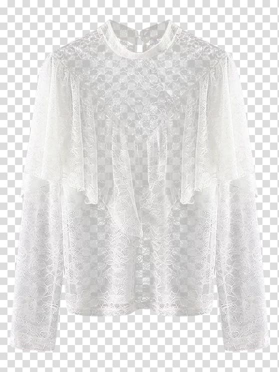 Blouse Lace Sleeve Décolletage Top, white blouse transparent background PNG clipart
