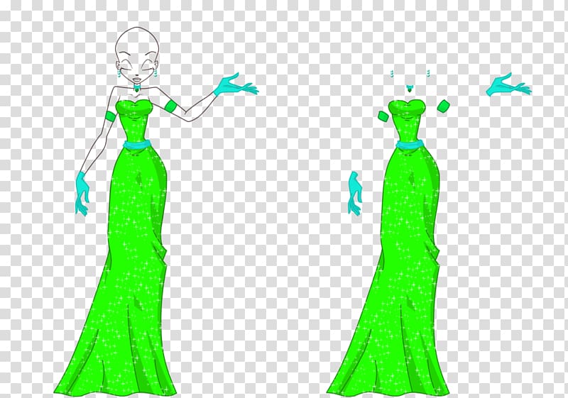 Gown Green Graphics Costume Fiction, formal attire psd transparent background PNG clipart