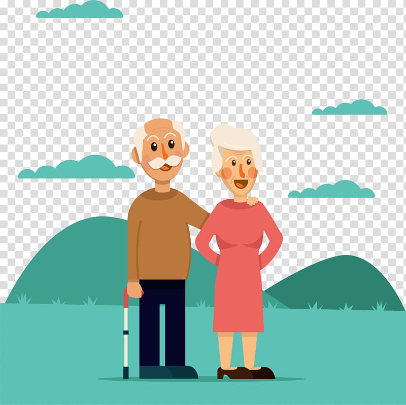 Adobe Illustrator , The old couple walking together transparent background PNG clipart