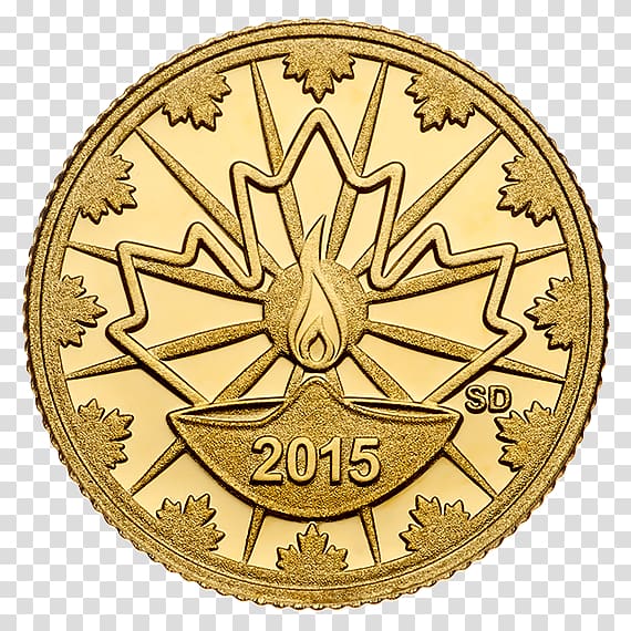 Canadian Gold Maple Leaf Gold coin, lakshmi gold coin transparent background PNG clipart
