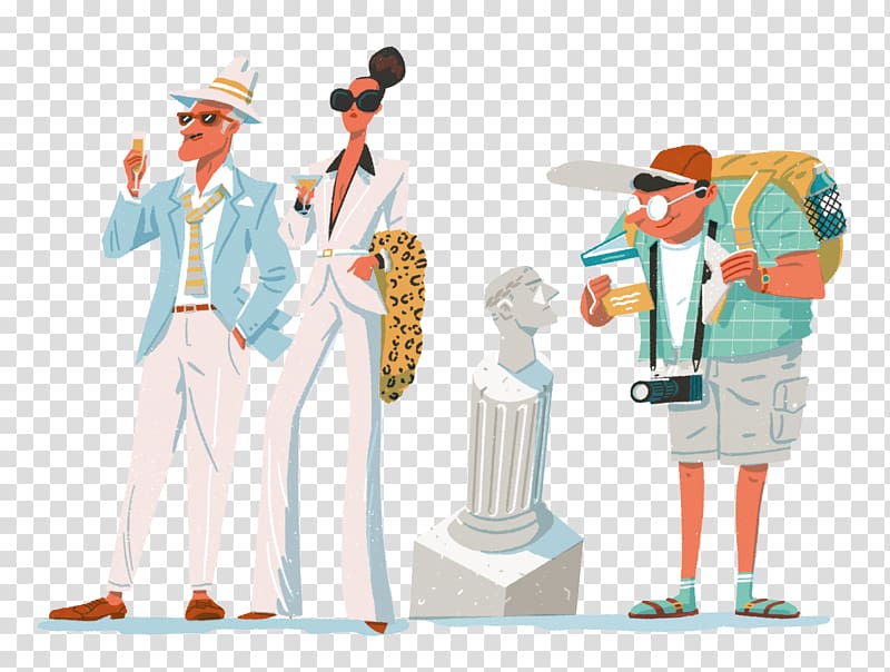 Drawing Illustrator Illustration, Glasses men and women who backpack transparent background PNG clipart