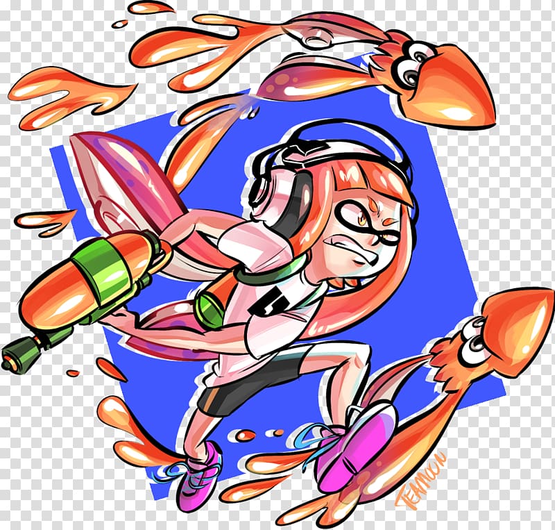 Fan art Splatoon , squids transparent background PNG clipart
