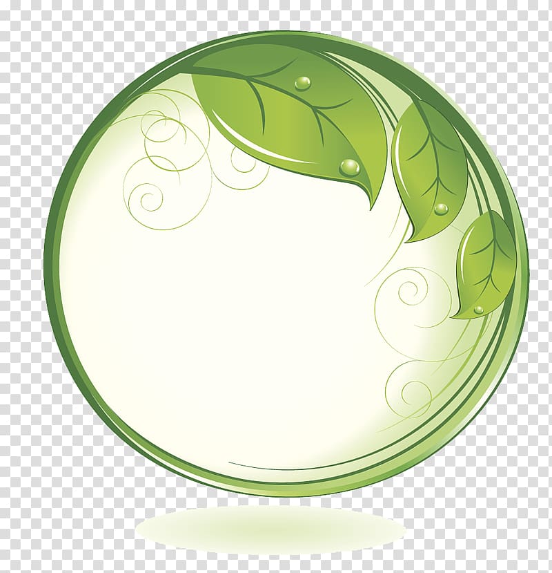 round green tray , green leafy branches around the circle transparent background PNG clipart