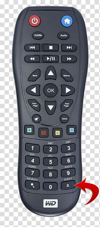 WD TV Live Remote Controls Western Digital Universal remote, Remote transparent background PNG clipart