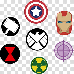 Marvel character logo lot illsutration, Thor Clint Barton Hulk Black Widow Captain America, symbols transparent background PNG clipart thumbnail
