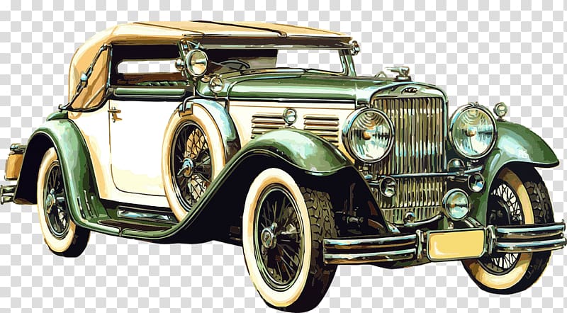 vintage green and white car, Old Luxury Car transparent background PNG clipart