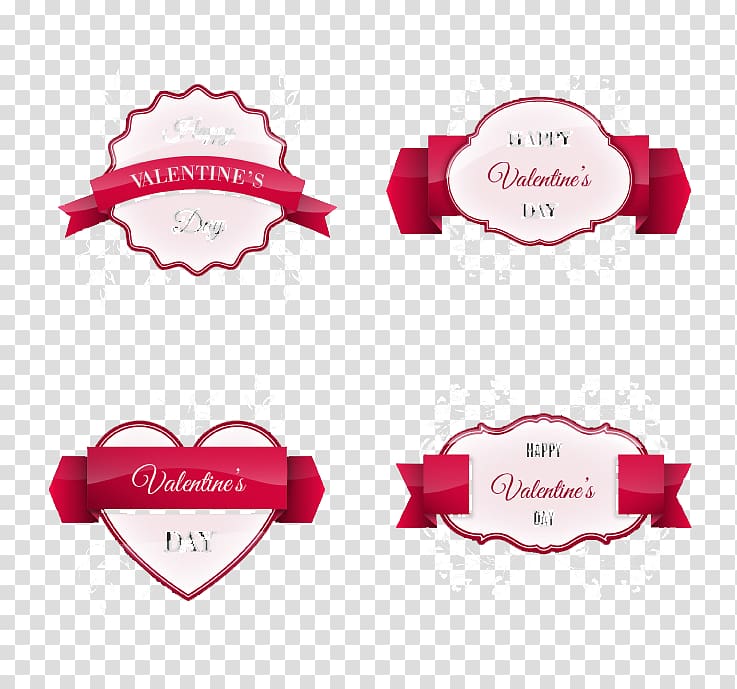 Valentine\'s Day Label Paper Euclidean , 4 Valentine Ribbon label material transparent background PNG clipart