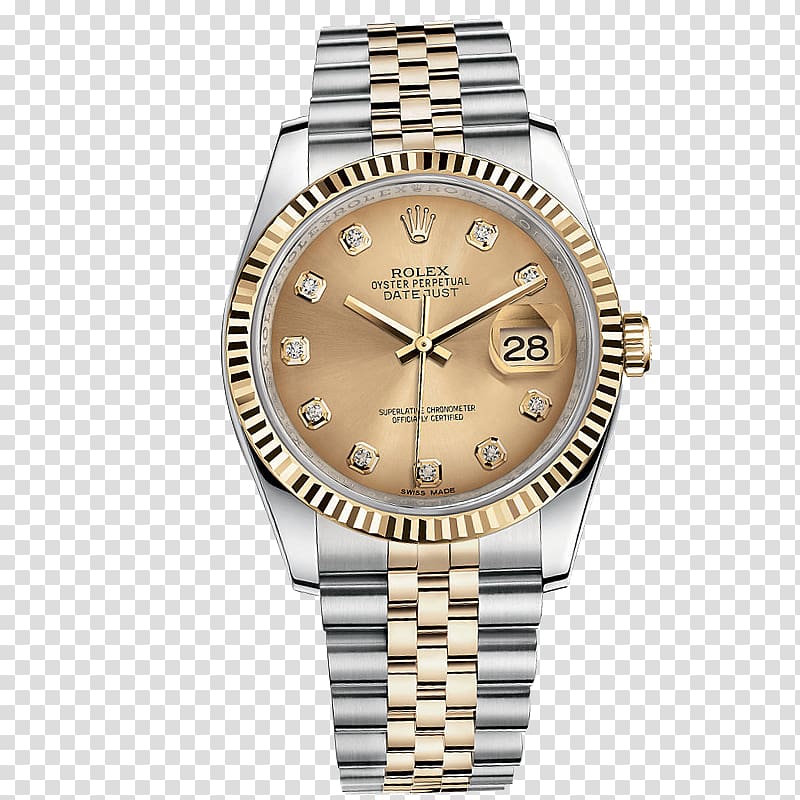 Rolex Datejust Watch strap Watch strap Dial, Rolex watch watches Gold Men\'s Watch transparent background PNG clipart