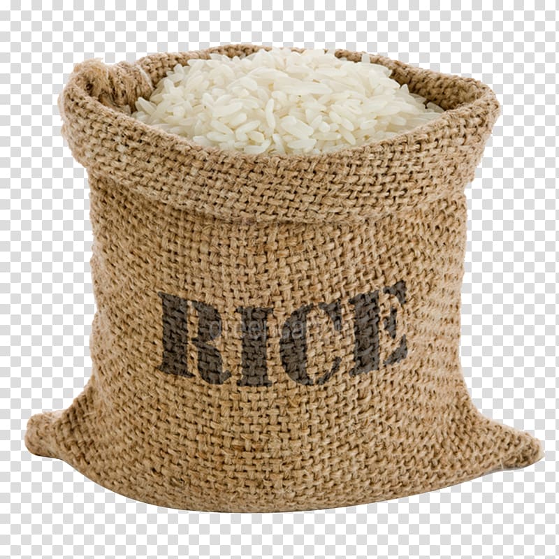 Cooked rice Basmati Grocery store Gunny sack, rice bags transparent background PNG clipart