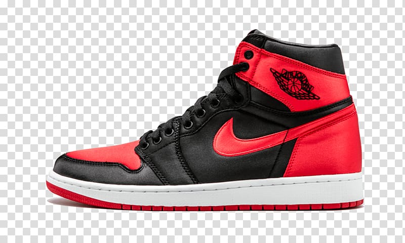 unpaired red and black Air Jordan 1 shoe, Air Jordan Satin Shoe Sneakers Nike, air jordan transparent background PNG clipart