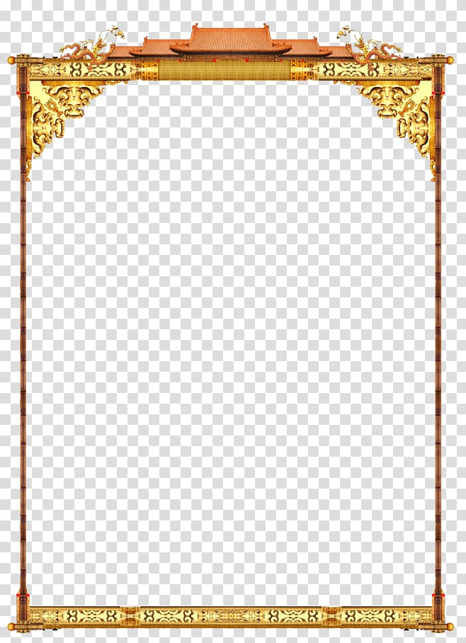 brown floral border art, Table Workshop, Ancient Gate transparent background PNG clipart