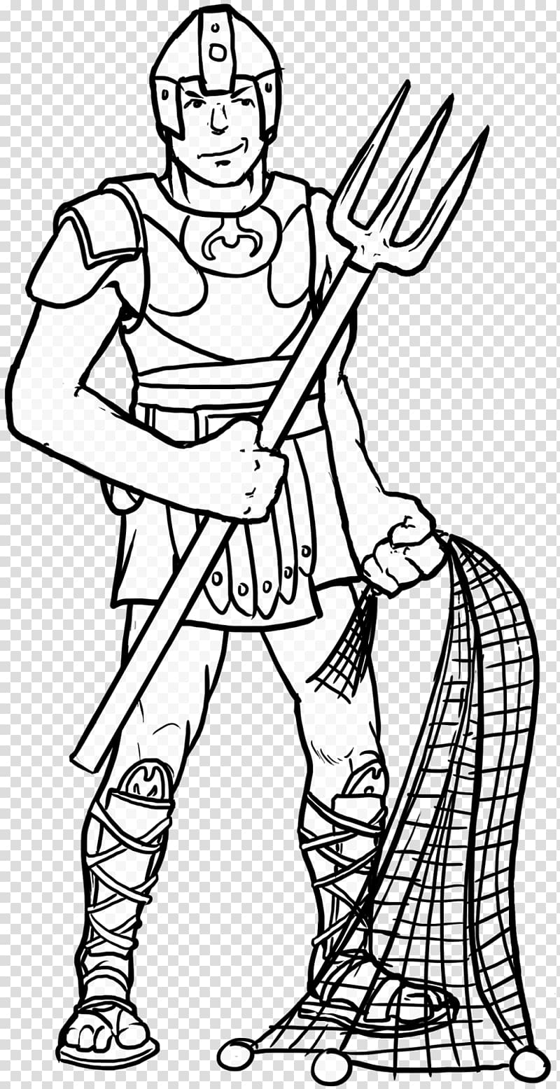 Line art Coloring book Drawing Gladiator Ancient Rome, gladiator transparent background PNG clipart