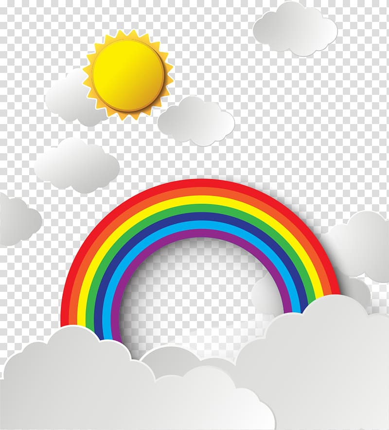 rainbow illustration, Sky Rainbow Cloud, Cartoon rain rainbow renderings transparent background PNG clipart