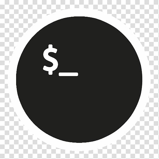 round white and black dollar art, circle brand symbol font, App Terminal transparent background PNG clipart