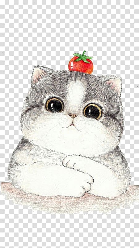 Cat Kitten Drawing Painting Illustration, Good Meng cat transparent background PNG clipart