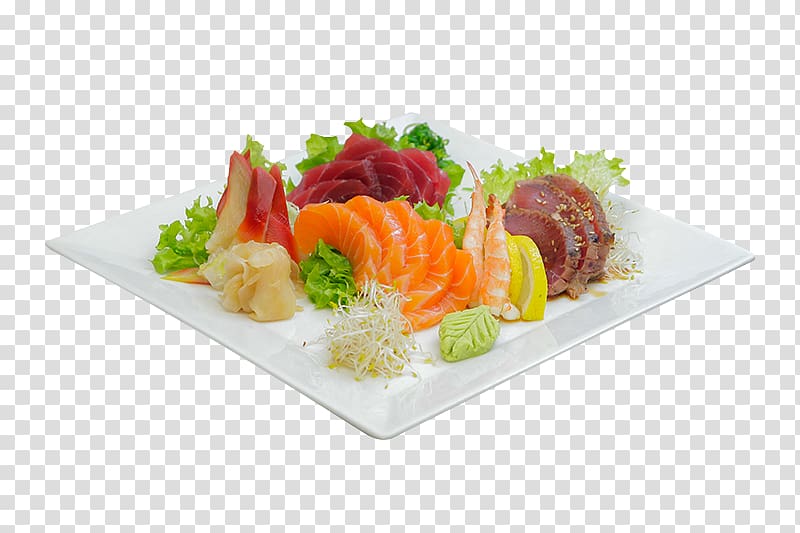 Sashimi Smoked salmon Plate Garnish Side dish, Plate transparent background PNG clipart