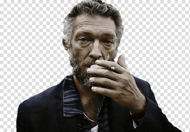 man in black jacket smoking cigarette, Vincent Cassel Smoking transparent background PNG clipart