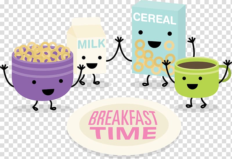 Breakfast Brunch Milk Corn flakes, breakfast time transparent background PNG clipart