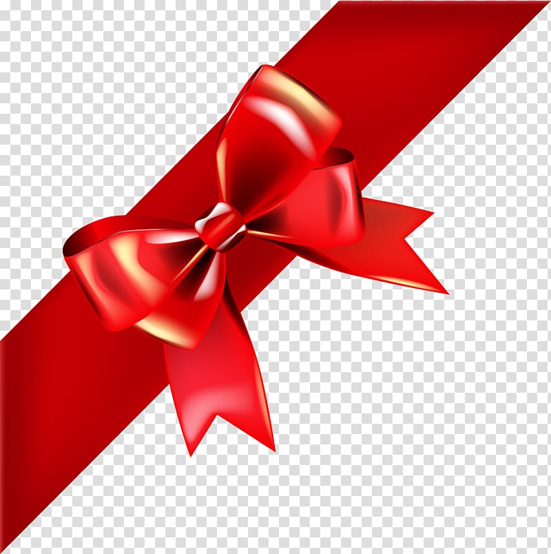 Red ribbon, Gift Ribbon, Festive gift bow transparent background PNG  clipart