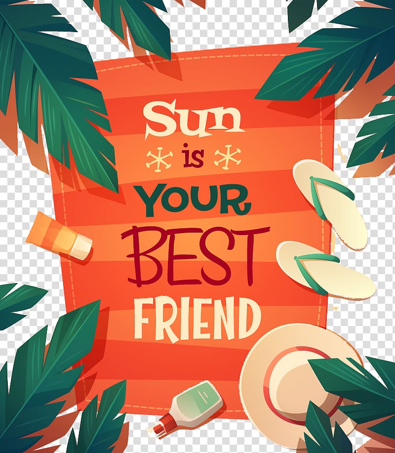 Sun is your Best Friend , Poster Beach Summer Graphic design, Retro beach vacation poster material transparent background PNG clipart