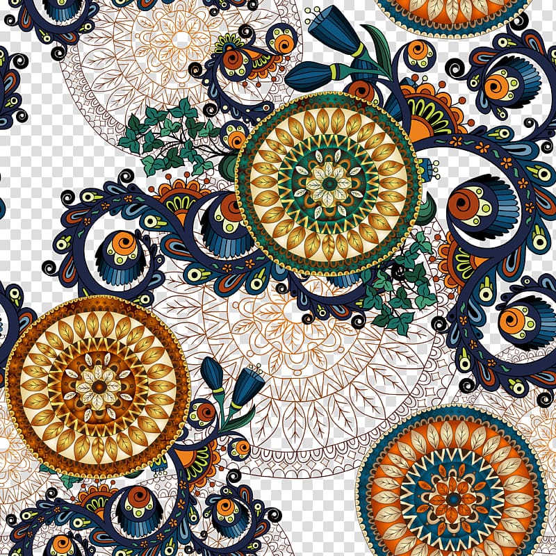 mandala art illustration, Paper Mandala Adhesive Ornament , Fashion national wind pattern transparent background PNG clipart