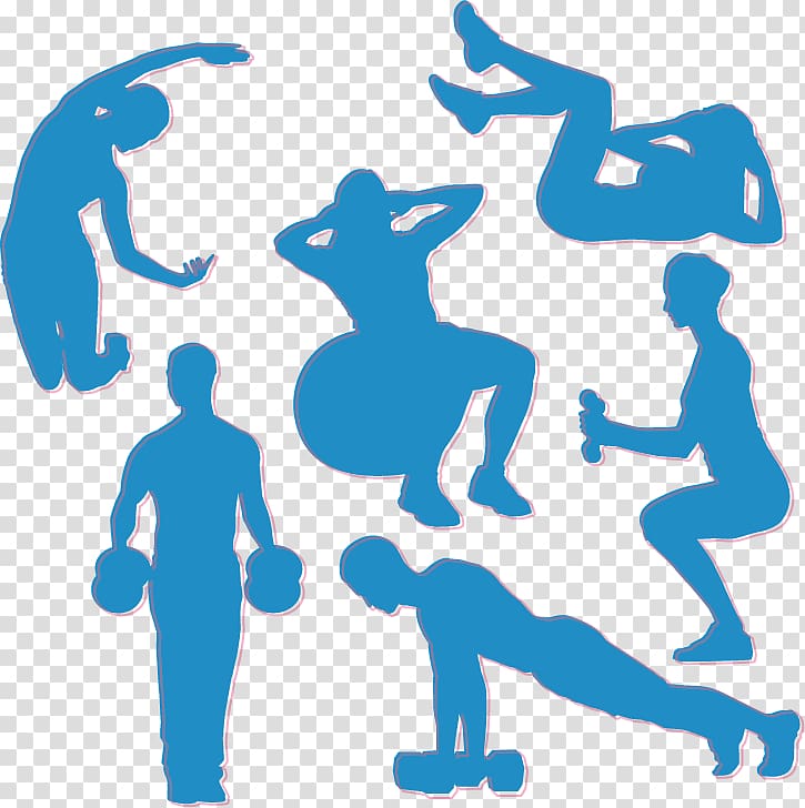 Silhouette Sport , Blue Fitness silhouette figures transparent background PNG clipart