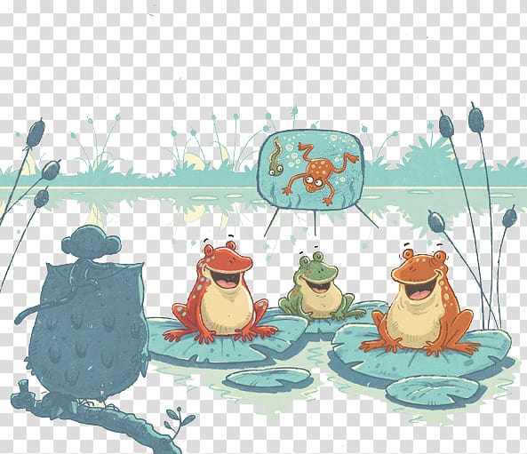 Cartoon Illustrator Illustration, Pond frog transparent background PNG clipart