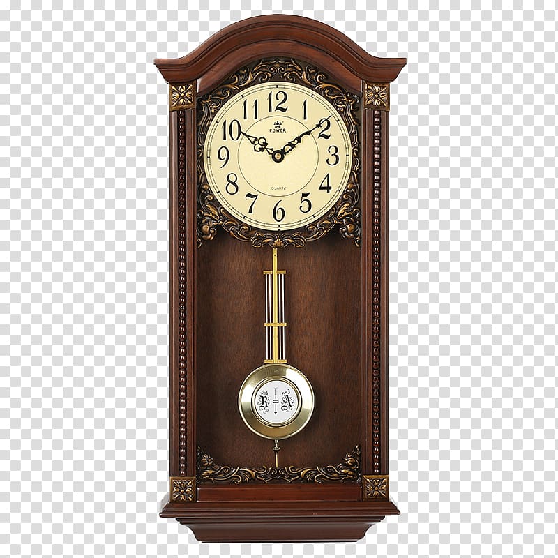 brown pendulum clock at 10:09 illustration, Pendulum clock Table Quartz clock Mantel clock, Vintage wall clock bell transparent background PNG clipart