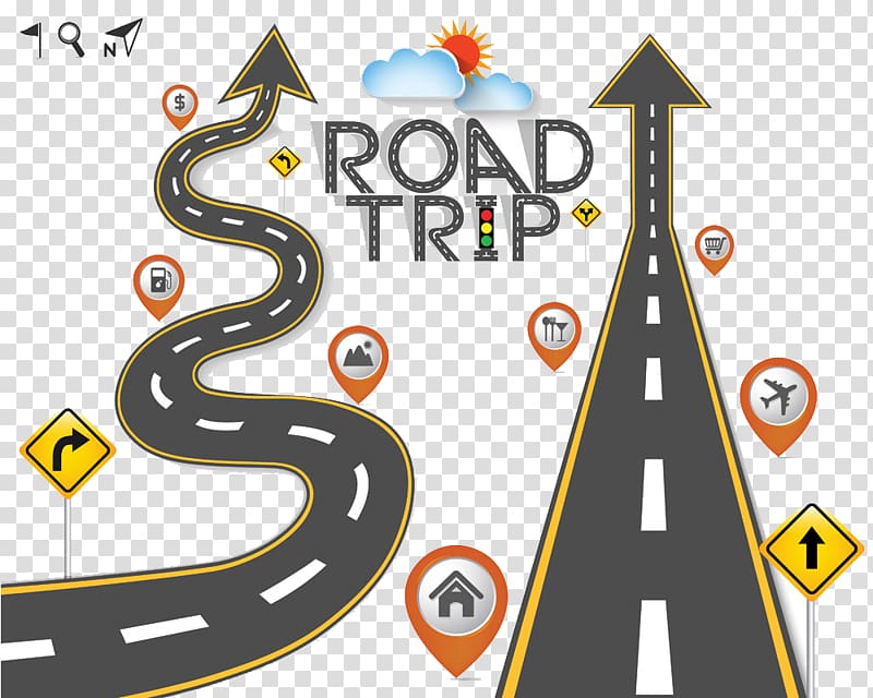 Road Trip artwork, Road trip Travel , Winding road transparent background PNG clipart