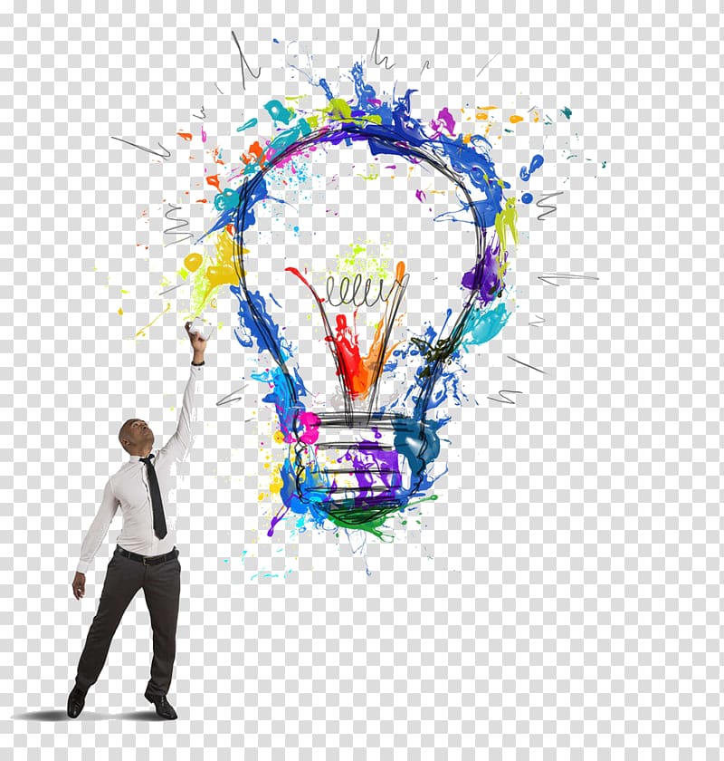 man reaching for multicolored light bulb illustration, Innovation Creativity Idea Businessperson, light bulb transparent background PNG clipart