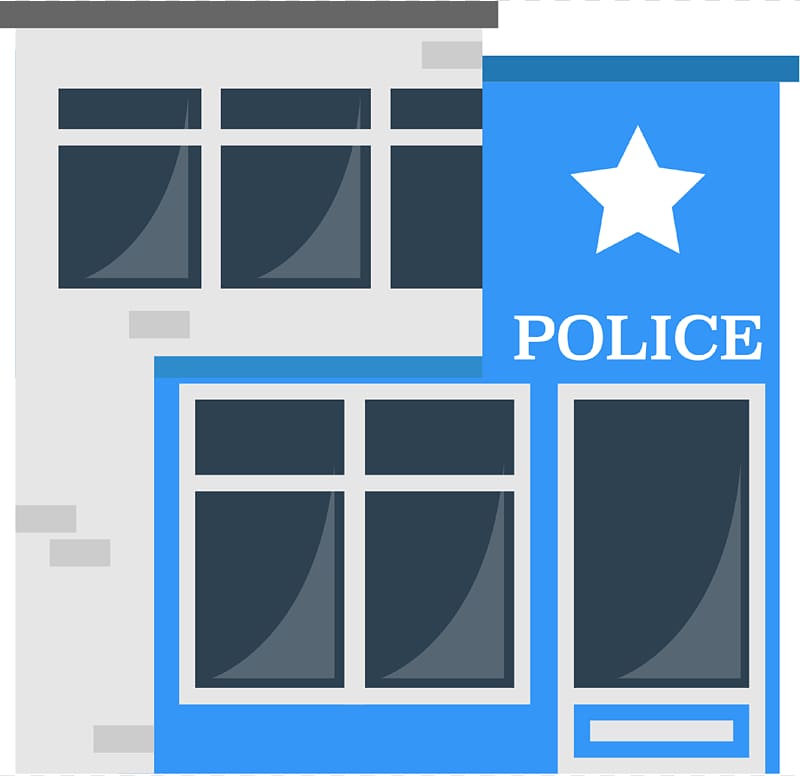 blue and gray Police station , Police station Prison Building, Cartoon police station transparent background PNG clipart