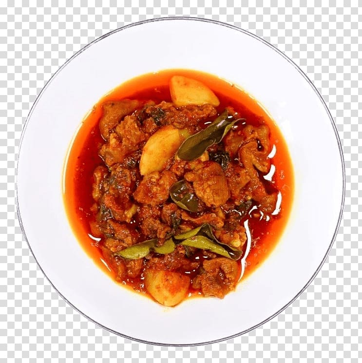 Red curry Asam pedas Bakkwa Gravy, meat transparent background PNG clipart
