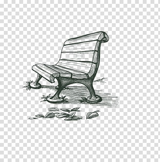 Drawing Quotation, Hand-painted park benches transparent background PNG clipart