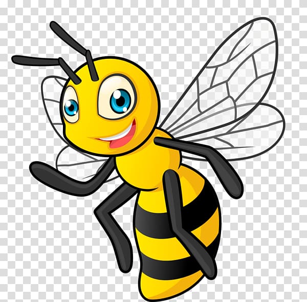 Honey bee Insect Cartoon, Yellow bee transparent background PNG clipart