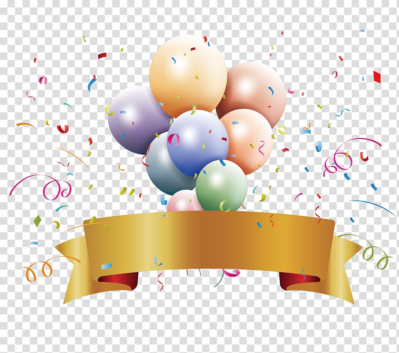 balloons and ribbon , Party Birthday Ribbon , Awards ceremony transparent background PNG clipart