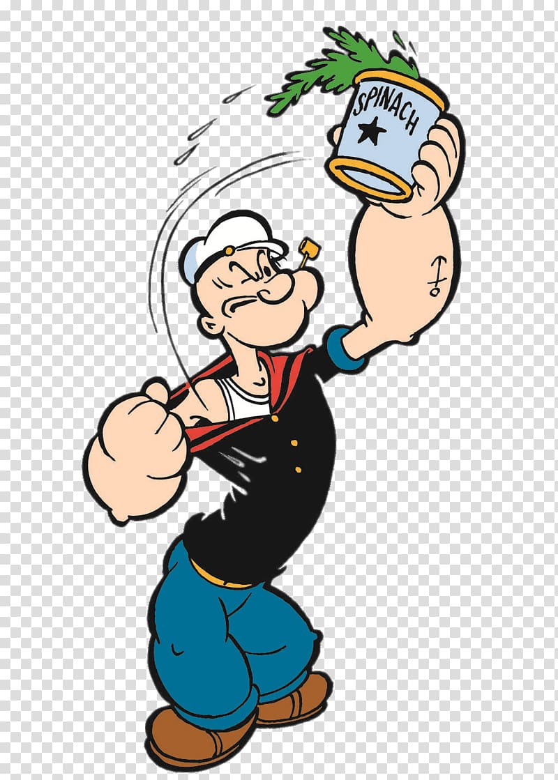Popeye holding spinach can , Popeye With Can Of Spinach transparent background PNG clipart