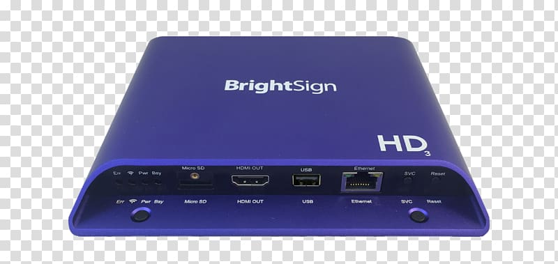 BRIGHTSIGN FULL HD HD1023 BrightSign HD223 Media player Digital Signs Wireless router, Rochester Institute Of Technology transparent background PNG clipart