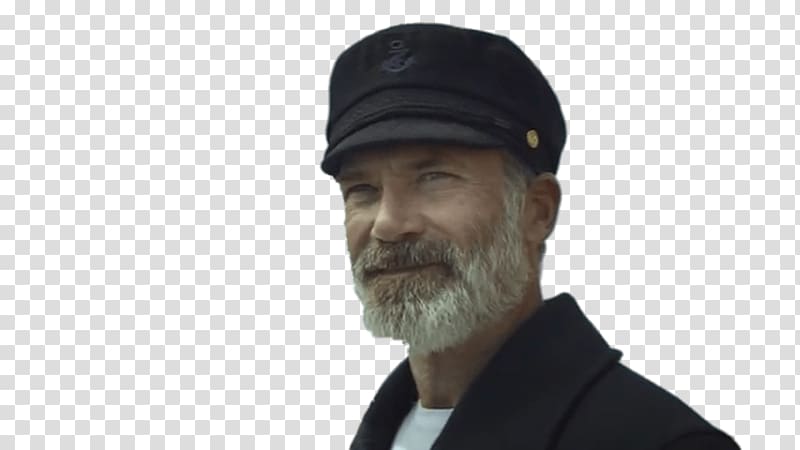 man wears black captain hat, Captain Birds Eye Smiling transparent background PNG clipart