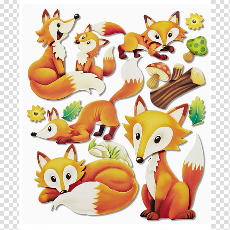 Red fox 3 D Sticker Big, Dinosaurs Wall decal 3D Sticker XXL, 3d sticker transparent background PNG clipart