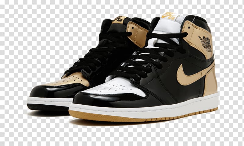 Air Jordan 1 Retro High OG NRG Gold Toe Black/ Black-Metallic Gold Nike Sports shoes, nike transparent background PNG clipart