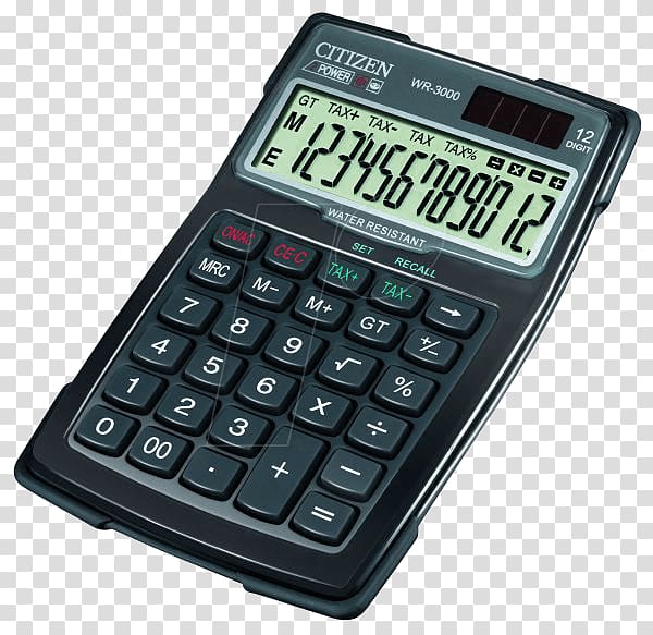 Calculator Citizen Office Black Display Citizen Holdings Citizen SDC-4310 desktop computer Accessories Texas Instruments, calculator transparent background PNG clipart