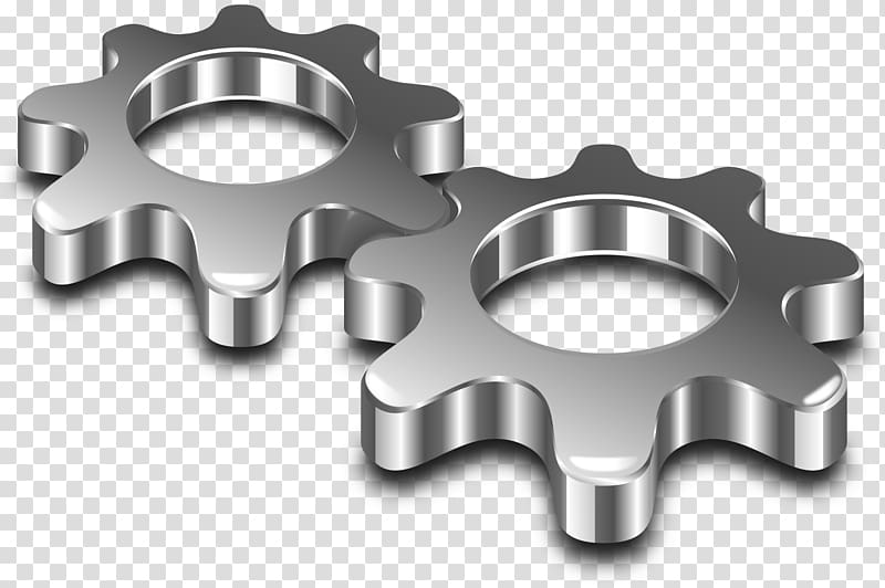 two gray gears illustration, Metal Steel Computer Icons , gears transparent background PNG clipart